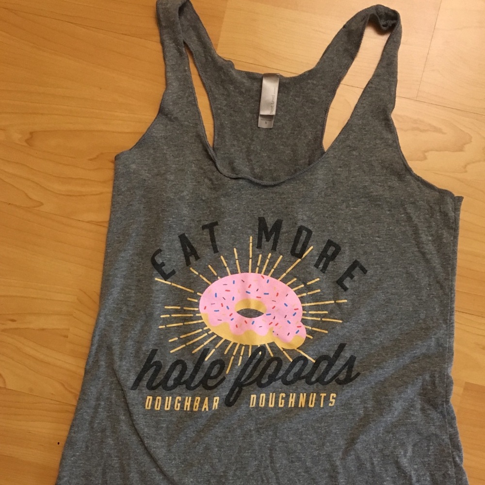 "Eat more hole foods" Dough Bar racerback tank